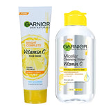 Garnier Skin Active Bright Complete Face Wash 100ml + Vitamin C Micellar Makeup Cleansing Water 125 ml
